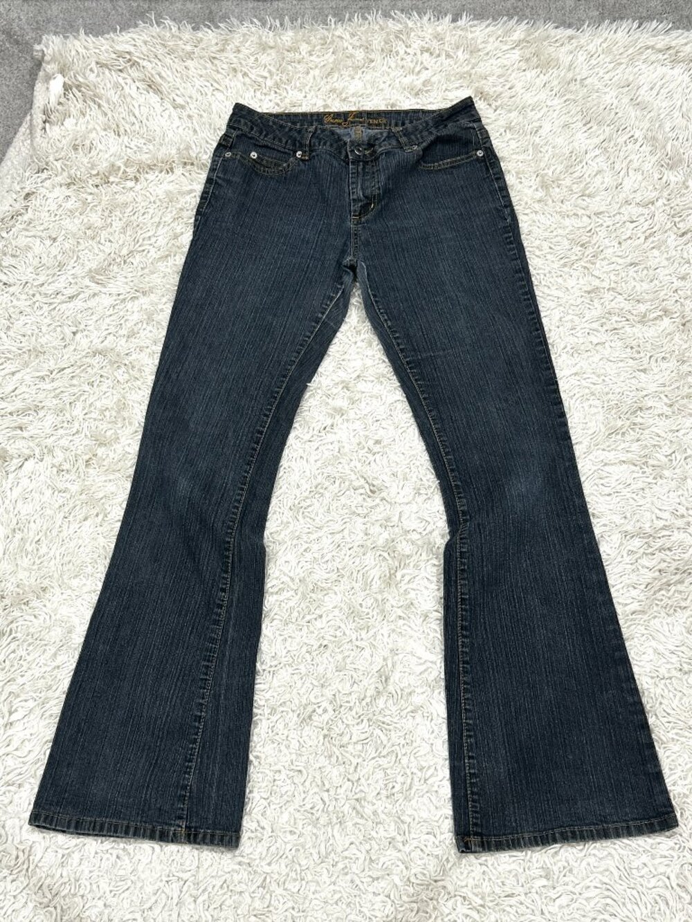 Guess Jeans Venice Boot Cut Dark Wash Gold Stitch Size 29